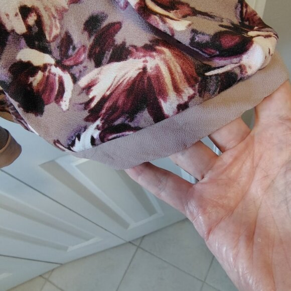 Vera Wang Floral Long Sleeved Wrap Dress - Mauve, Taupe - Picture 8 of 9